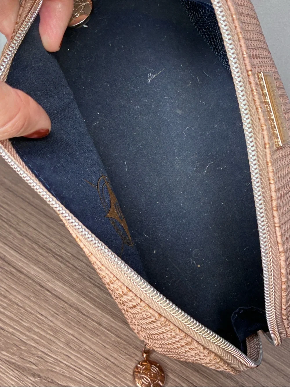 GUC Stephanie Johnson Rose Gold Textured Travel Cosmetic Pouch